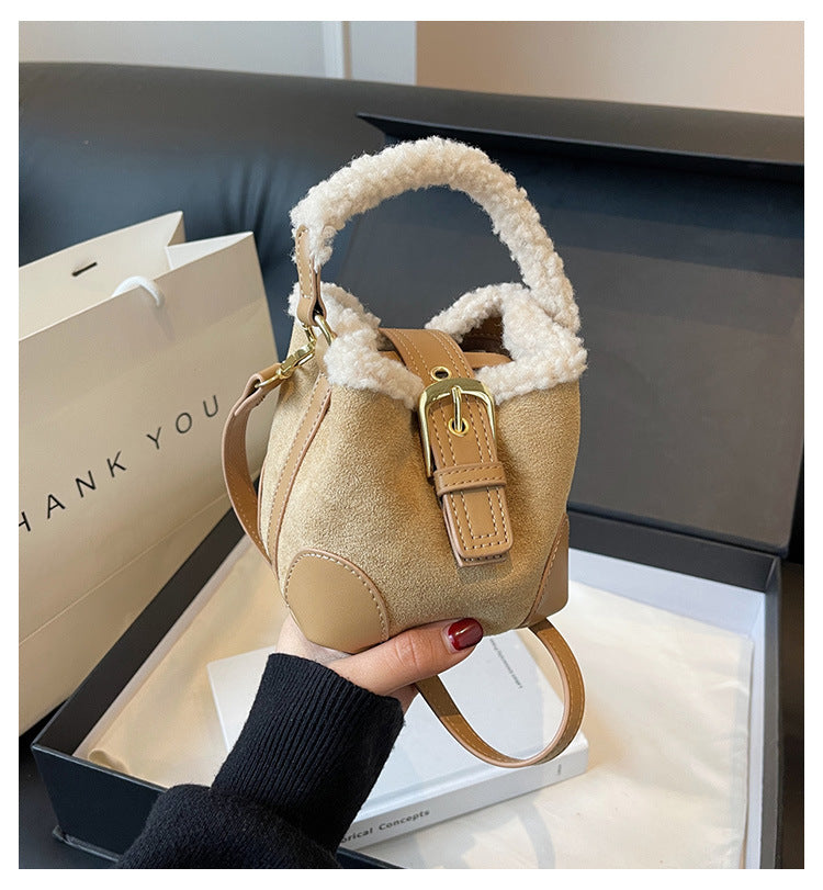 Shamew crossbody casual retro plush bag for women, versatile luxury handbag with soft plush texture and stylish design.