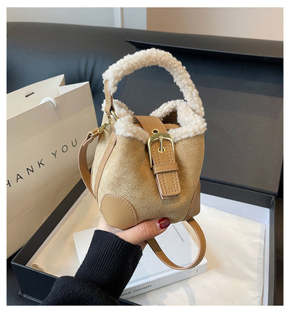 Shamew crossbody casual retro plush bag for women, versatile luxury handbag with soft plush texture and stylish design.