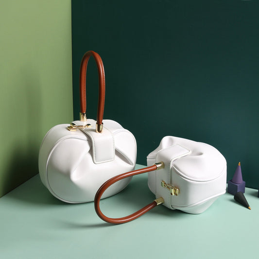 Luxury leather ladies handbag with dumpling design from Shamew, stylish fashion handbag for women.