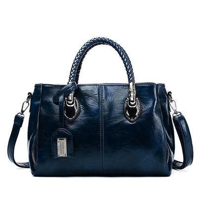Elegant vintage oil wax leather luxury handbag for women, featuring classic design and high-quality craftsmanship by Shamew.