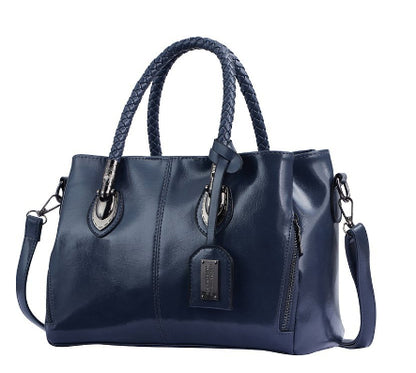 Vintage oil wax leather luxury handbag for ladies, Shamew brand, featuring a sophisticated design and high-quality craftsmanship.