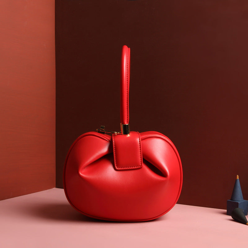 Luxury Shamew leather handbag with a dumpling shape, stylish ladies' fashion tote featuring elegant design and high-quality craftsmanship.