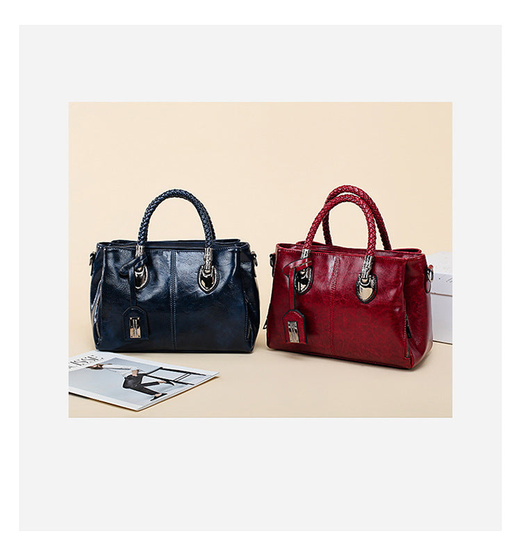 Vintage Oil Wax leather luxury handbag for women by Shamew, featuring elegant design and high-quality craftsmanship.