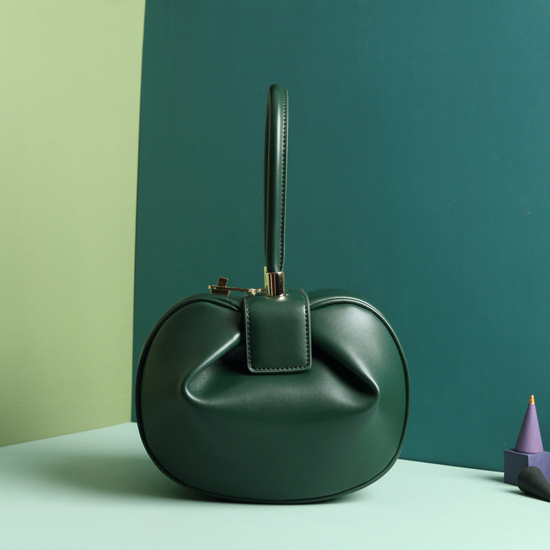 Luxury Shamew leather handbag featuring a fashionable dumpling design, stylish ladies' hand bag for elegant everyday use.