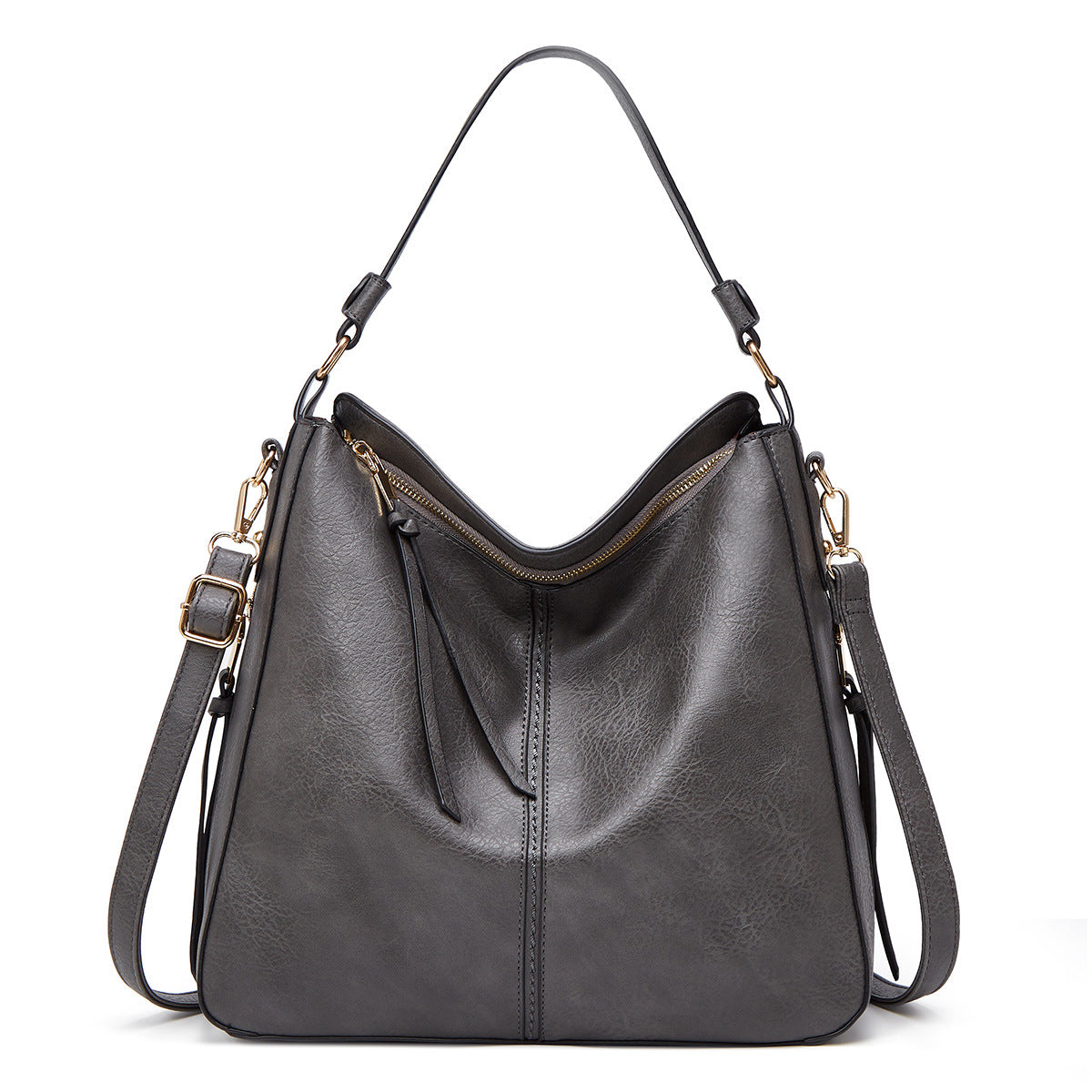 Shamew Élan Zipper Bucket Bag for ladies, luxury handbag with zipper closure and stylish design, black leather material.