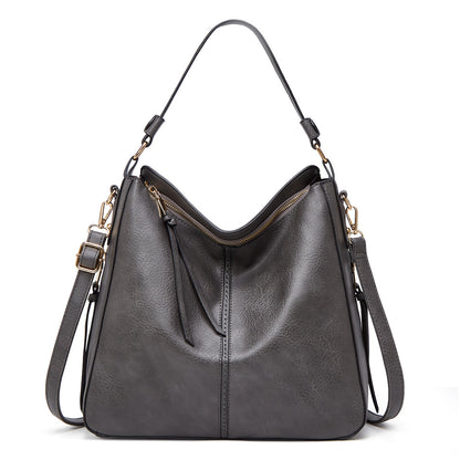 Shamew Élan Zipper Bucket Bag for ladies, luxury handbag with zipper closure and stylish design, black leather material.