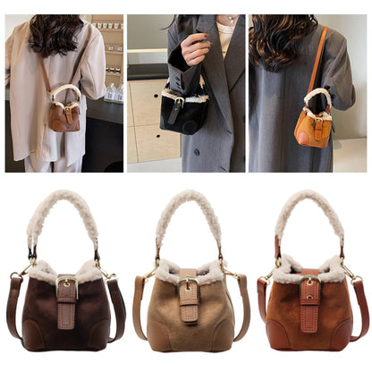 Shamew crossbody casual plush bag for women, versatile luxury handbag with retro style and soft plush material.