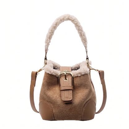 Shamew casual retro plush crossbody bag for women, versatile luxury handbag with soft plush material and stylish design.