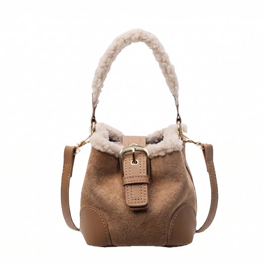 Shamew casual retro plush crossbody bag for women, versatile luxury handbag with soft plush material and stylish design.